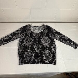 Maurices Black and White Ornate Pattern Cardigan Sweater